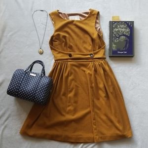 Mustard Vintage Style Dress with Pockets
